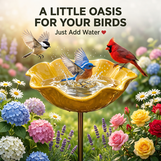 Golden Bloom Bird Bath